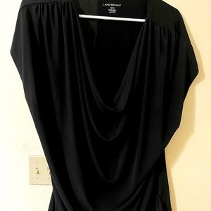 Lane Bryant Size 18/20 Black Ruched Cowl Neck Top